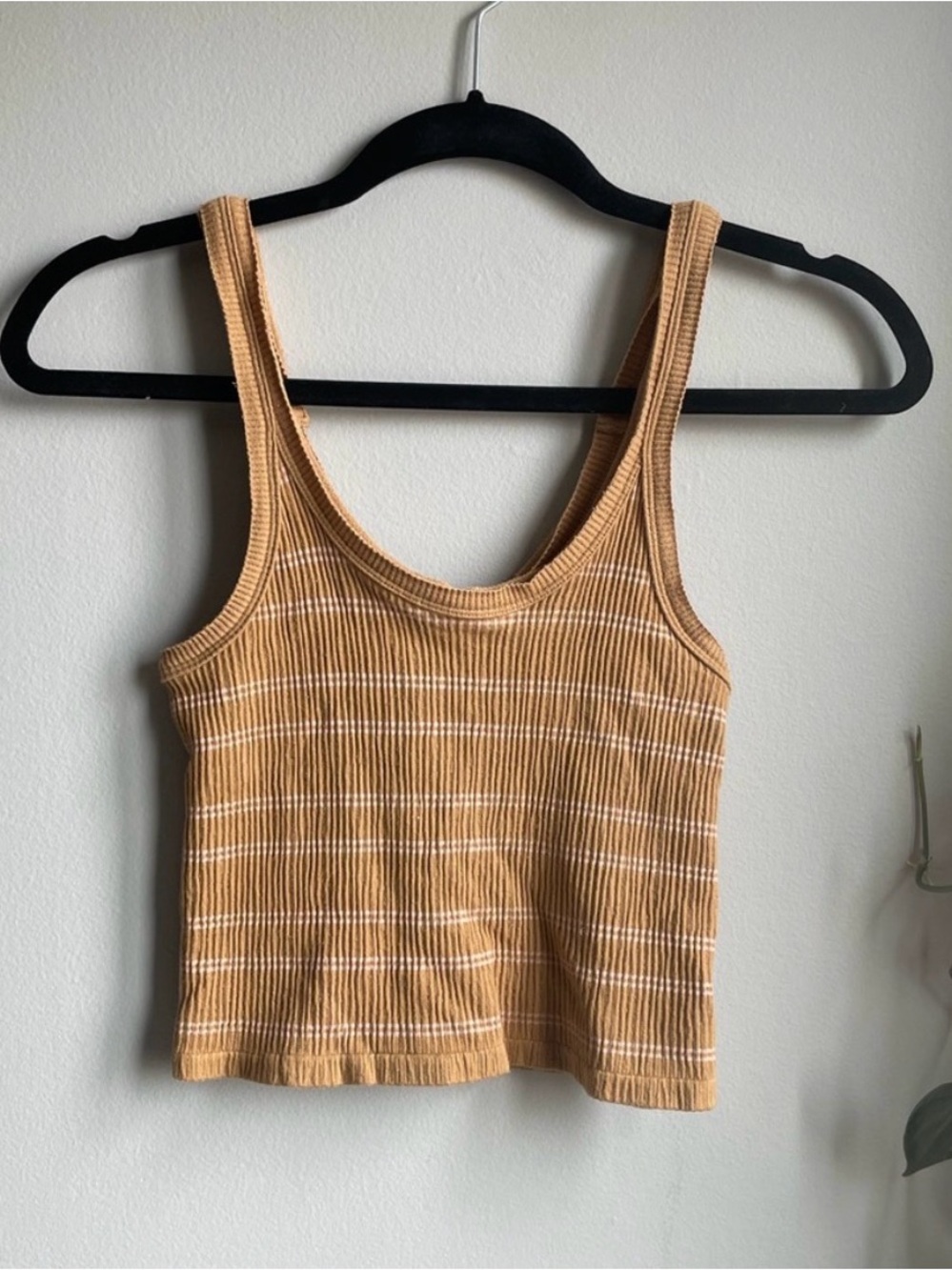 Urban Outfitters Tan Ribbed Stripe Tank Top